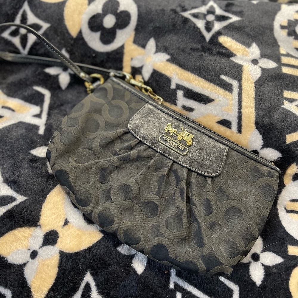 Black medium monogram canvas coach wristlet